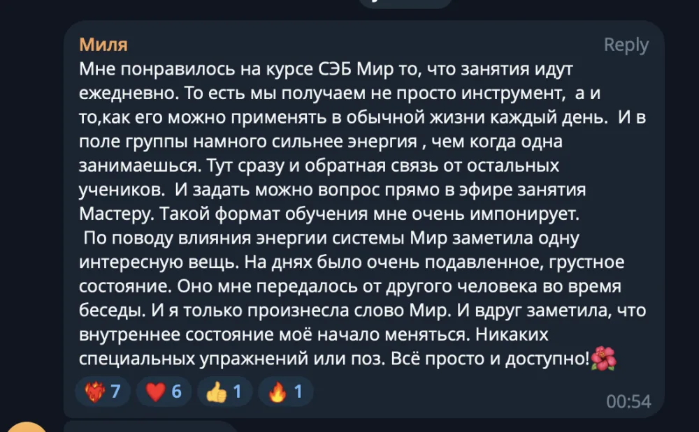 Отзыв Мили о системе МИР