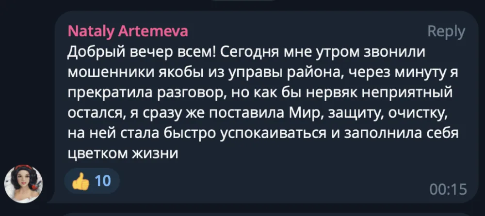 Отзыв Nataly Artemeva о системе МИР