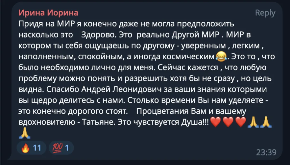 Отзыв Ирина Иорина о системе МИР